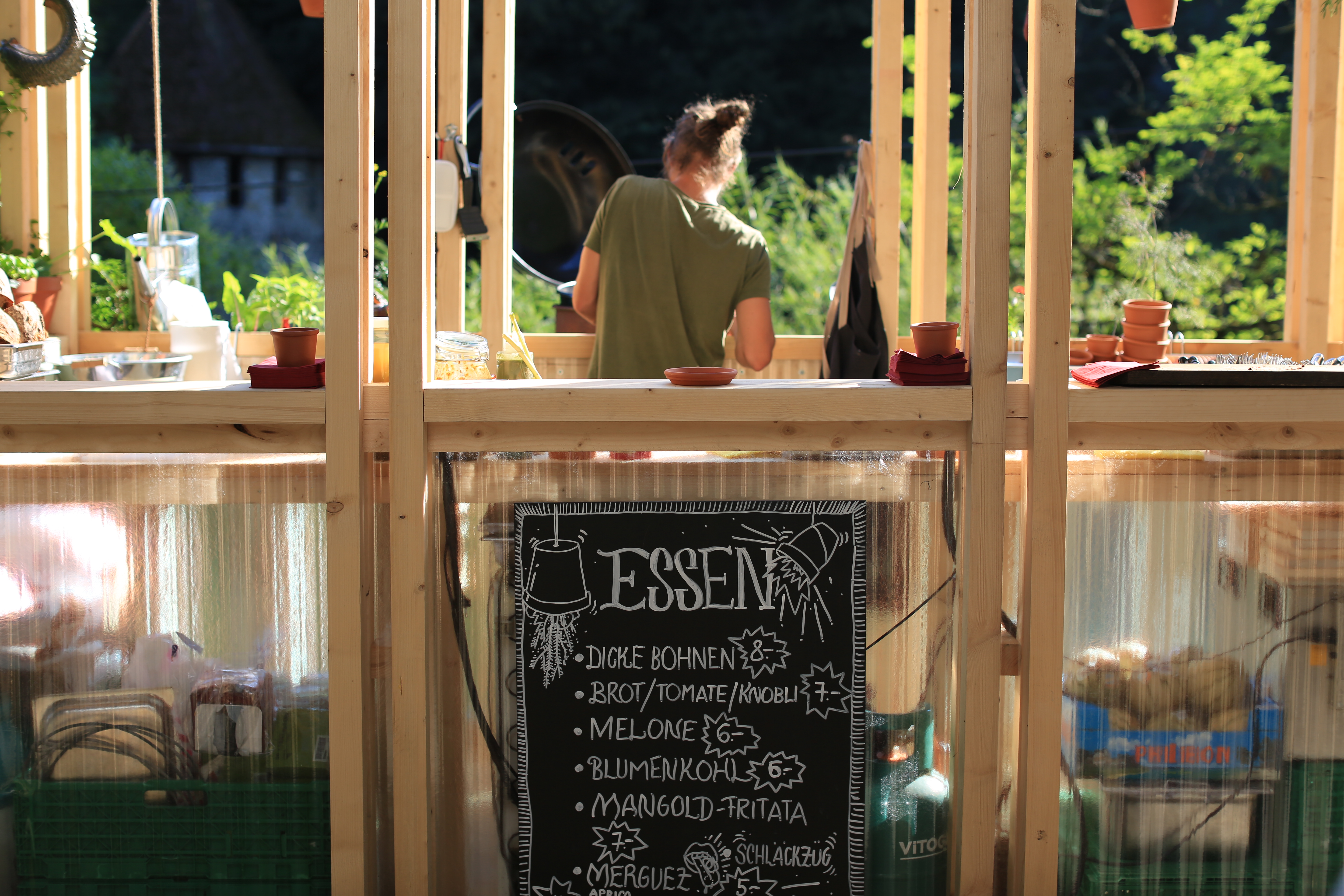Bar and cinema in botanical garden